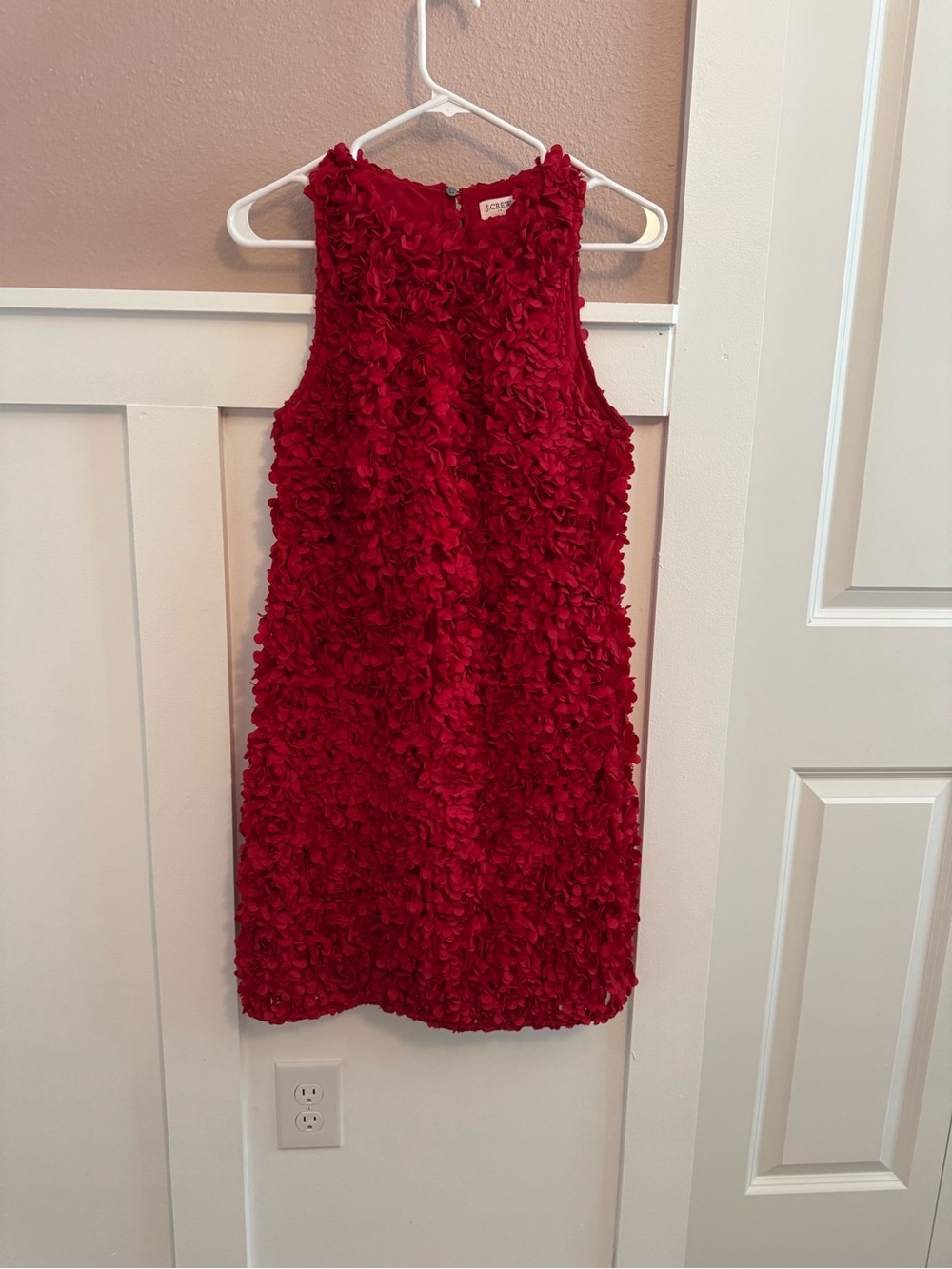 J. Crew Rosette 3D Flower Petal Sleeveless Mini Dress Red